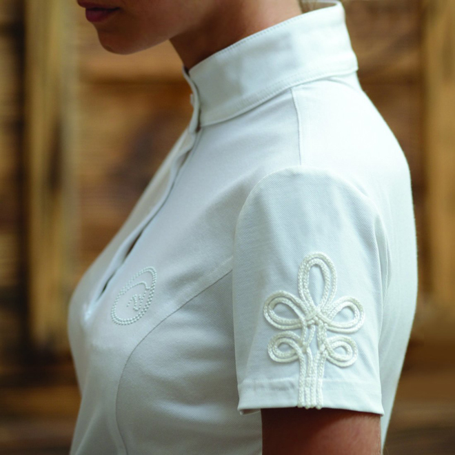 POLO GARA BIANCA CON RICAMO Donna, Manica Corta 